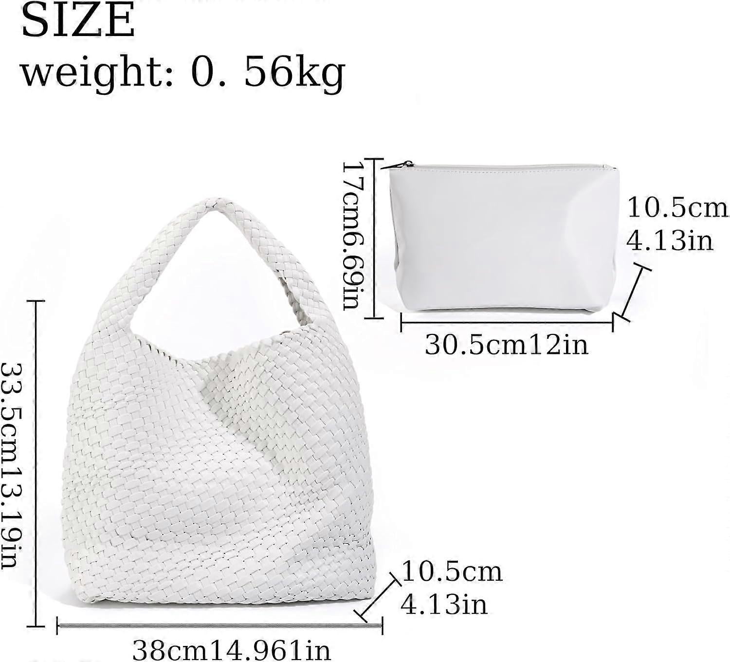 Woven Tote Bag for Women Soft Leather Handbag with Pocket