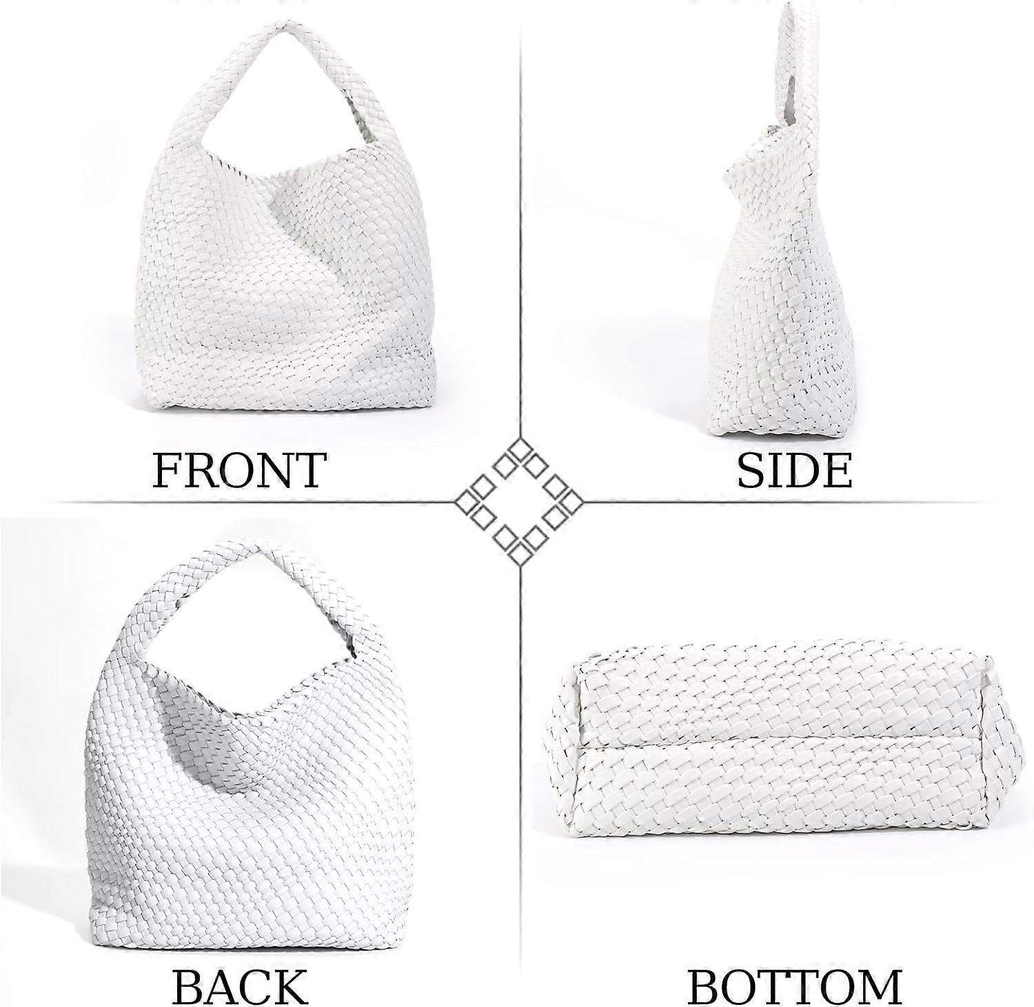 Woven Tote Bag for Women Soft Leather Handbag with Pocket