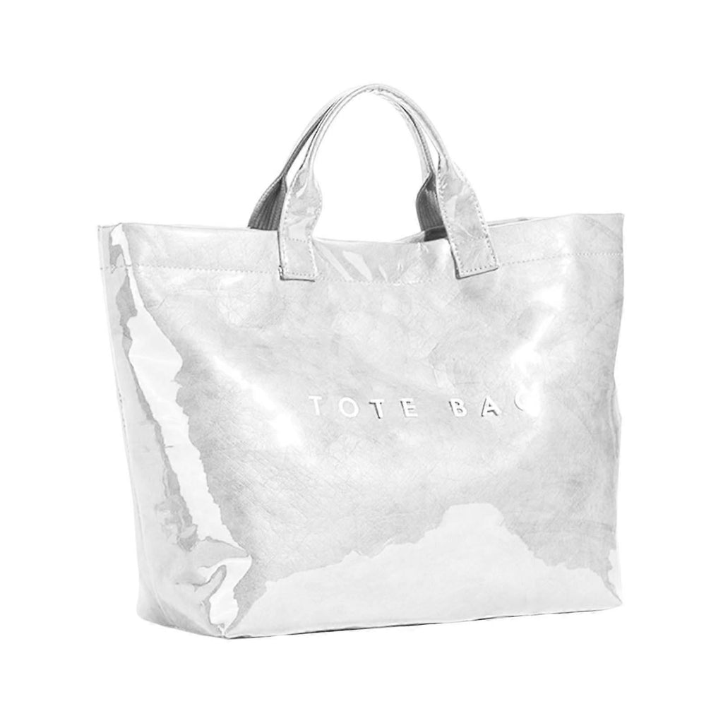 PVC Tote Bag for Women Large Fashion Solid Color Letter Print Tote