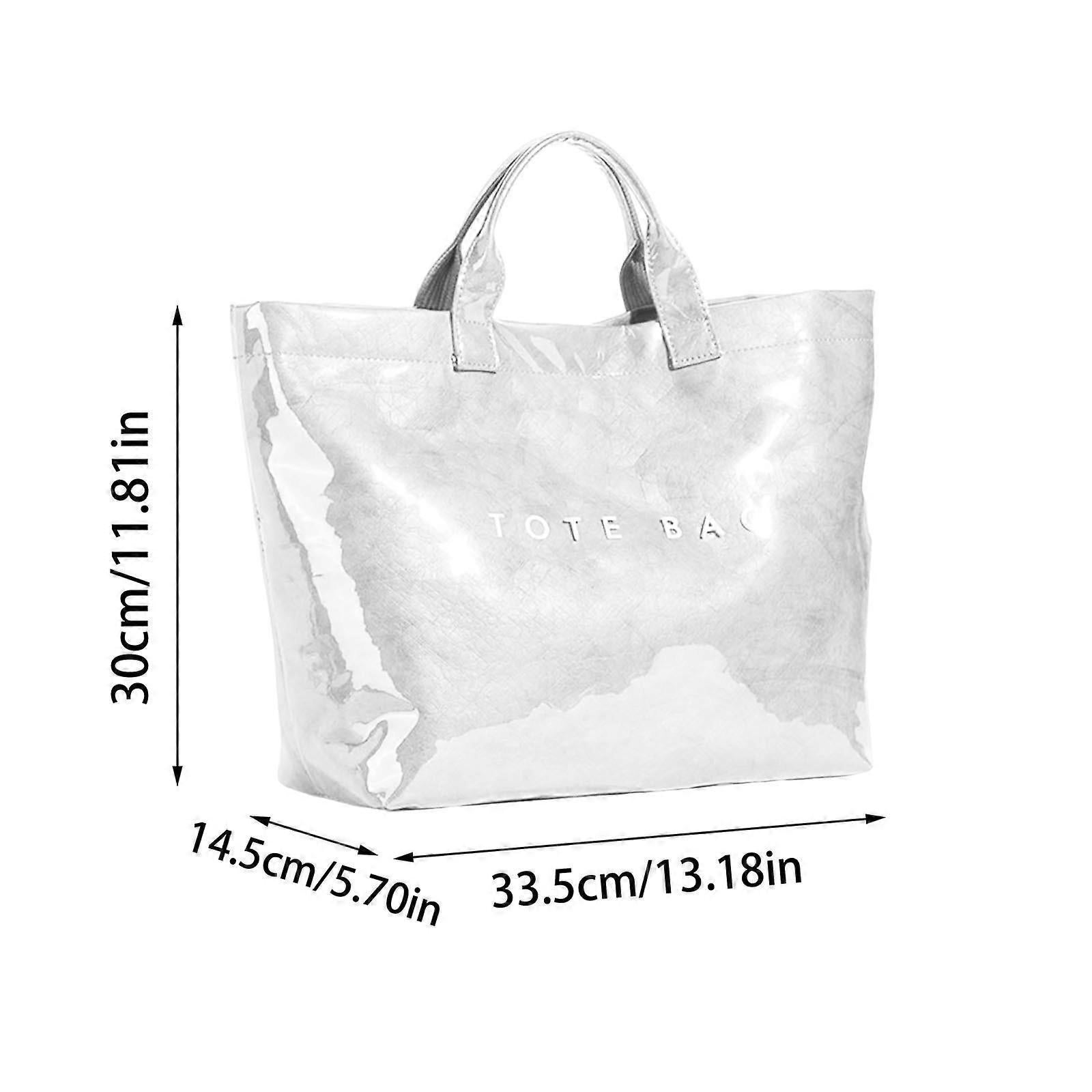 PVC Tote Bag for Women Large Fashion Solid Color Letter Print Tote