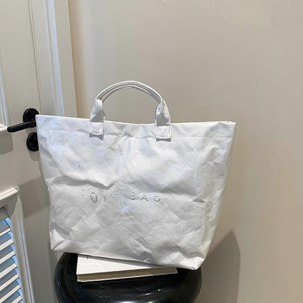 PVC Tote Bag for Women Large Fashion Solid Color Letter Print Tote