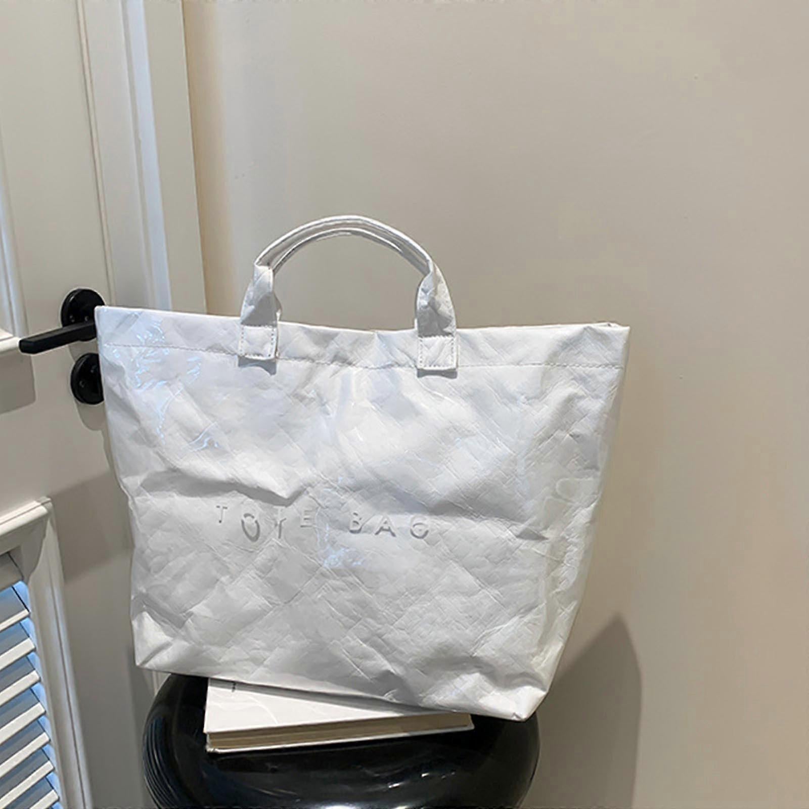 PVC Tote Bag for Women Large Fashion Solid Color Letter Print Tote