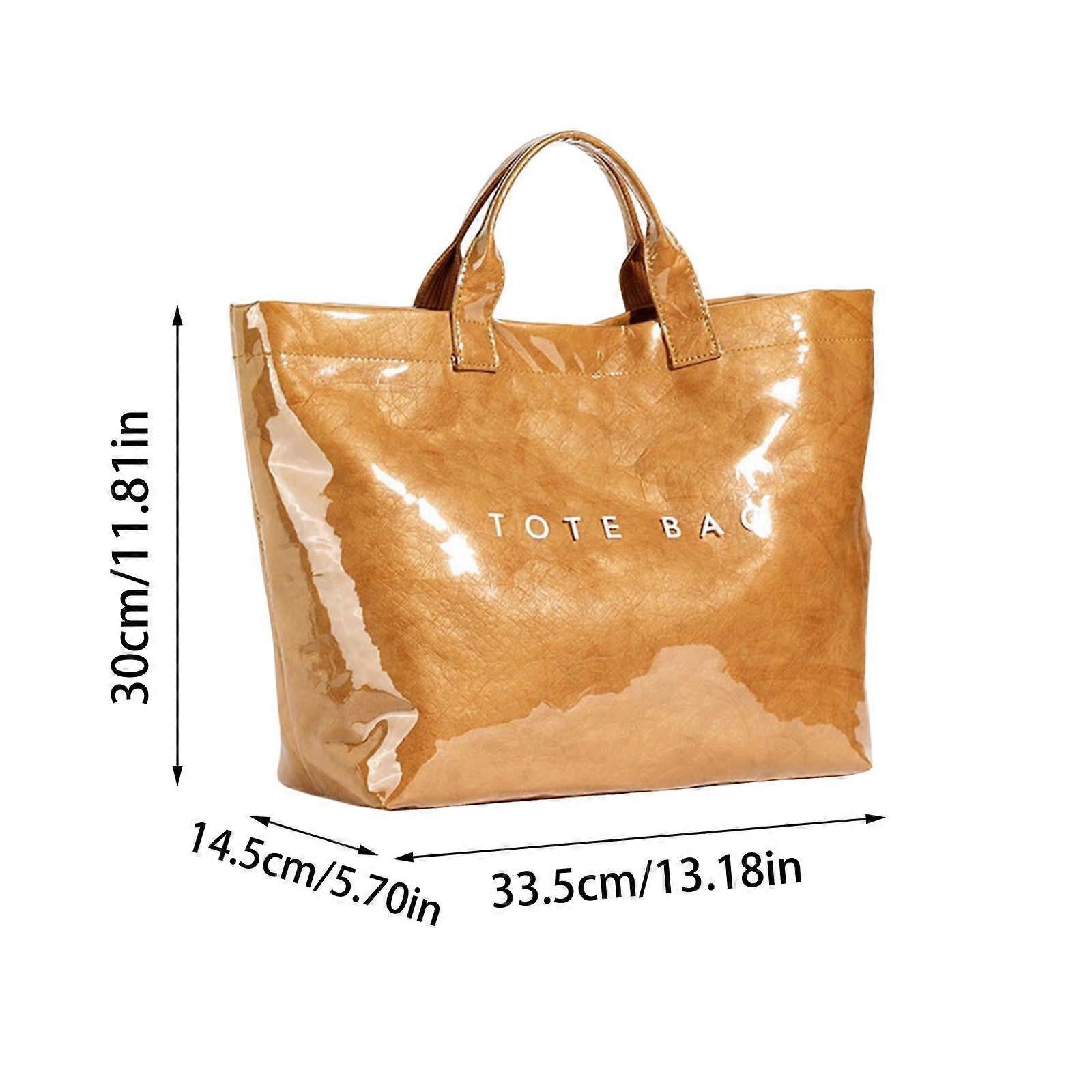 PVC Tote Bag for Women Large Fashion Solid Color Letter Print Tote