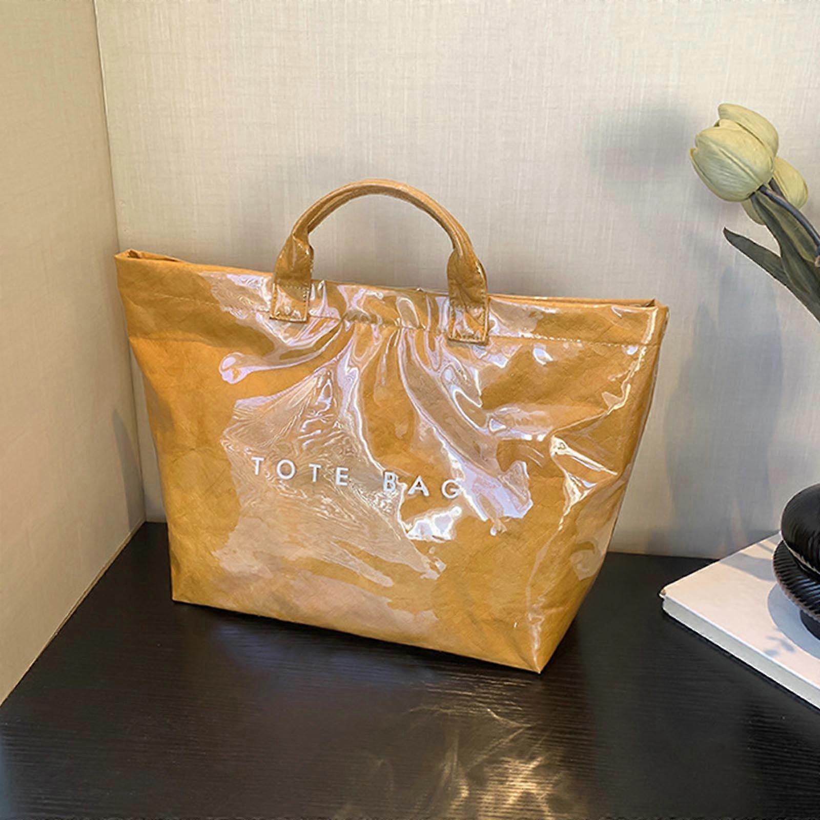 PVC Tote Bag for Women Large Fashion Solid Color Letter Print Tote