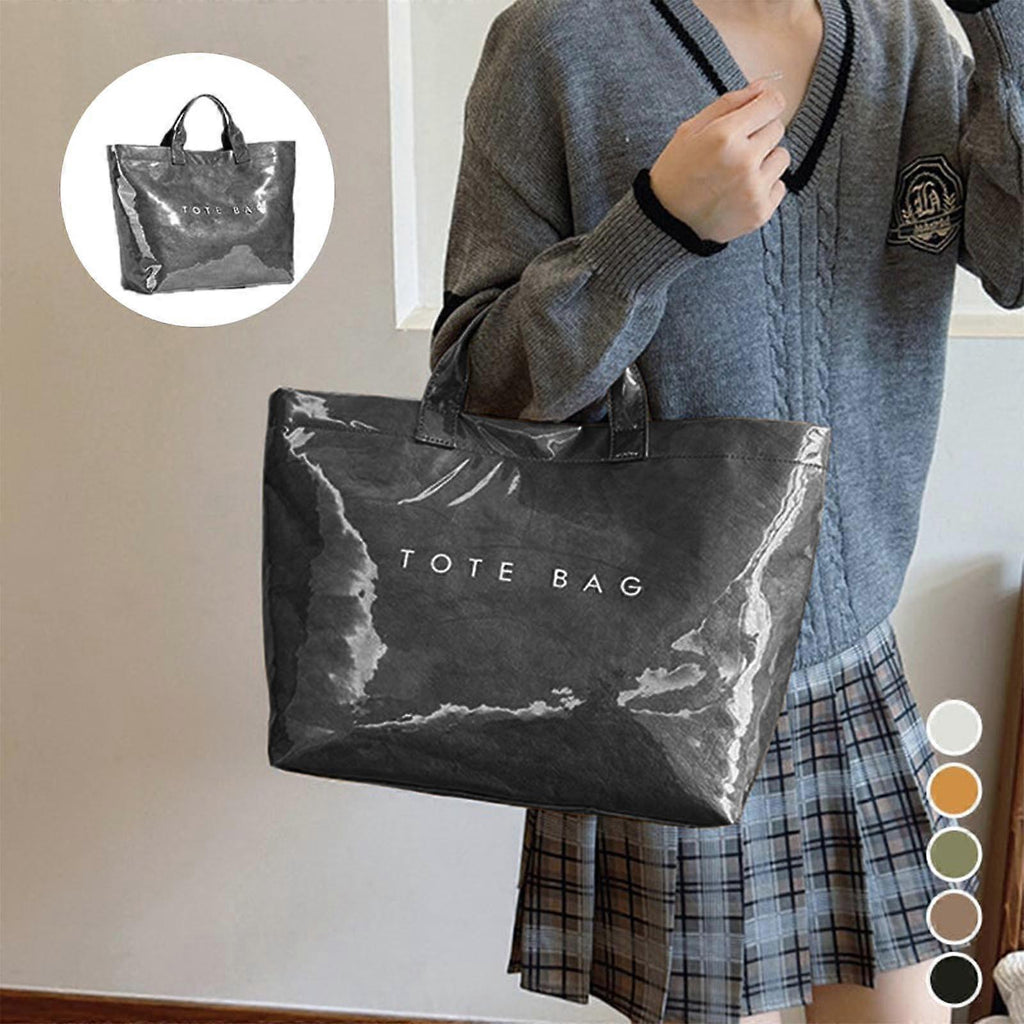 PVC Tote Bag for Women Large Fashion Solid Color Letter Print Tote