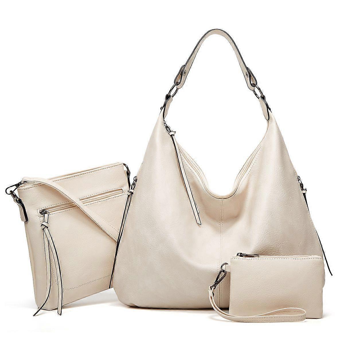 Women's Soft Leather Tote Bags 3pcs Fashion Handbag Wallet Shoulder Purse Set