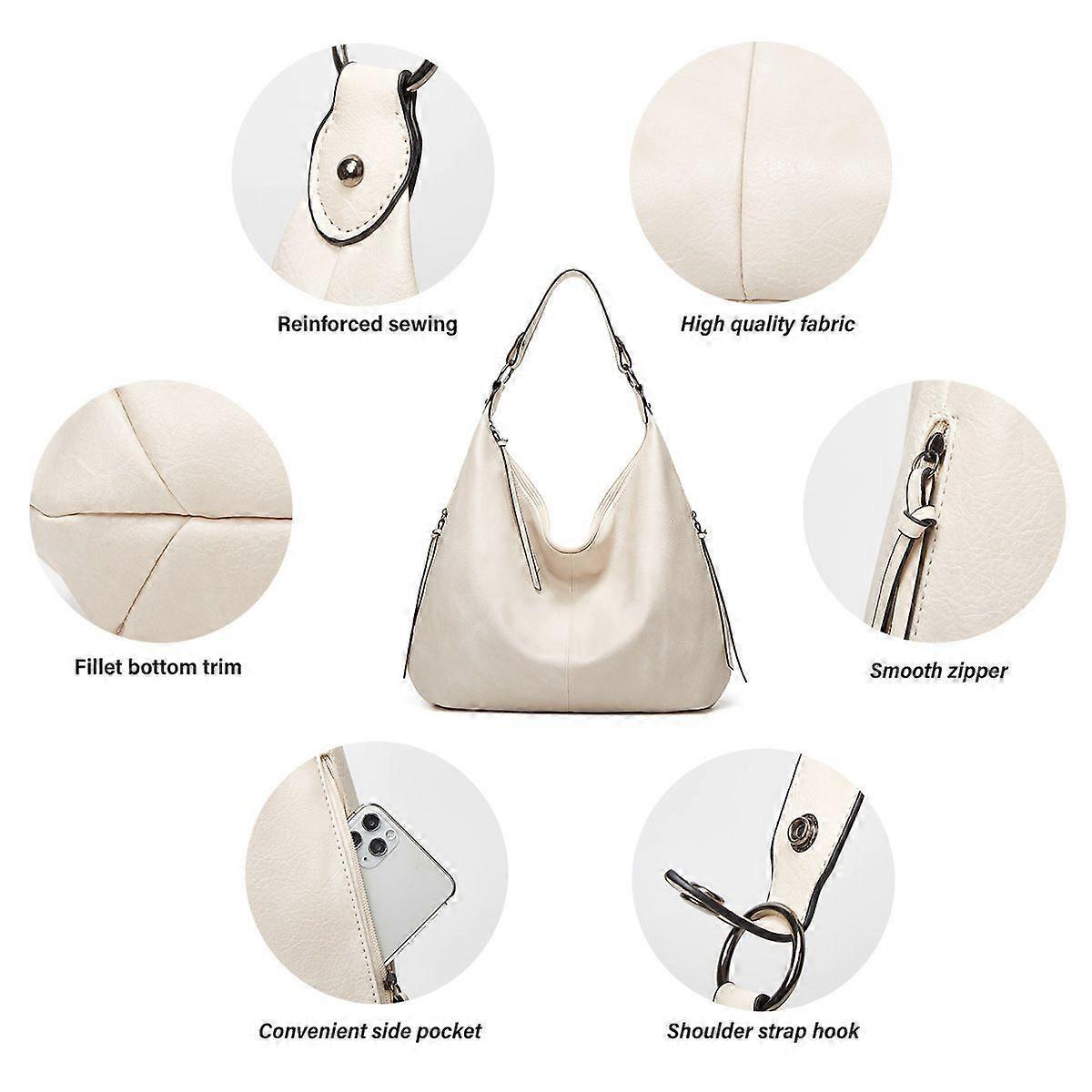 Women's Soft Leather Tote Bags 3pcs Fashion Handbag Wallet Shoulder Purse Set