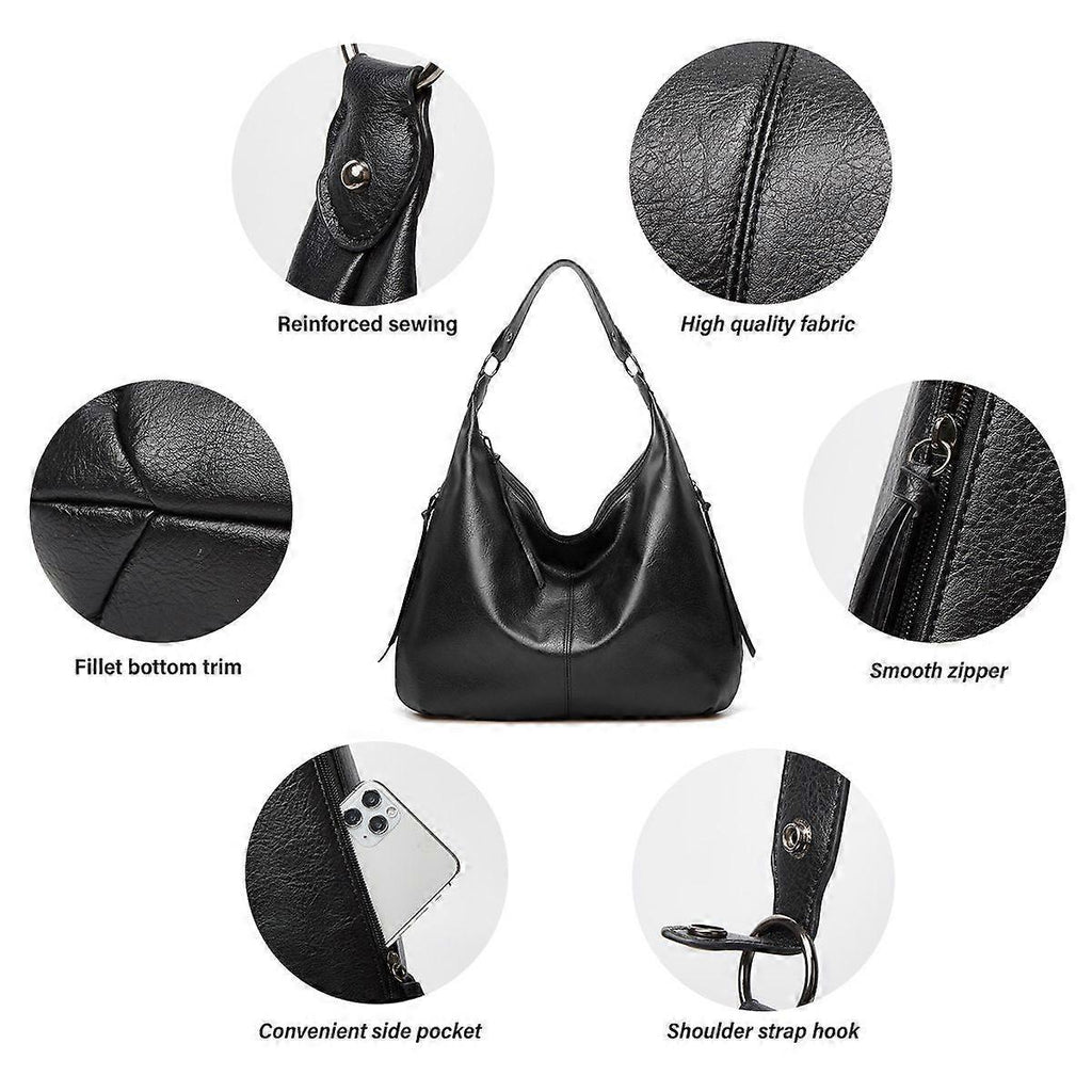 Women's Soft Leather Tote Bags 3pcs Fashion Handbag Wallet Shoulder Purse Set
