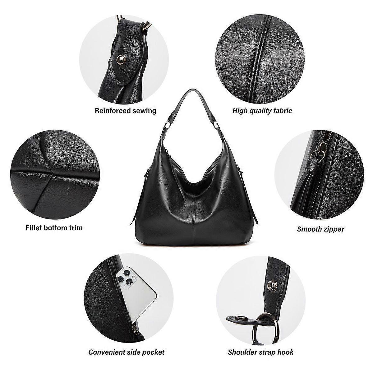 Women's Soft Leather Tote Bags 3pcs Fashion Handbag Wallet Shoulder Purse Set