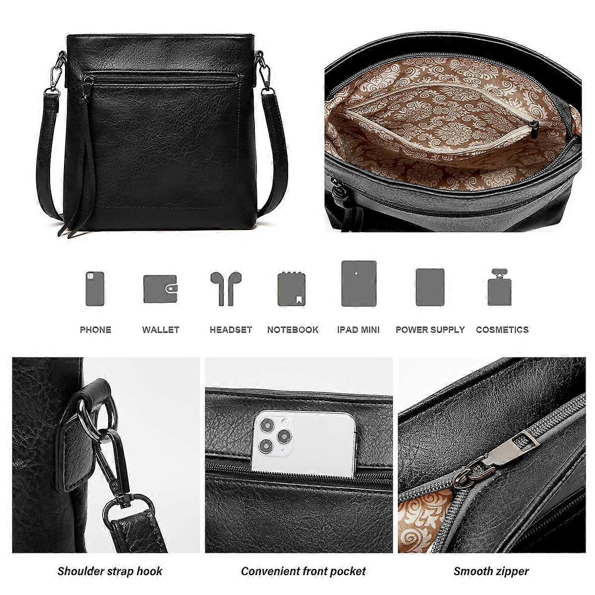 Women's Soft Leather Tote Bags 3pcs Fashion Handbag Wallet Shoulder Purse Set