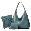 Women's Soft Leather Tote Bags 3pcs Fashion Handbag Wallet Shoulder Purse Set