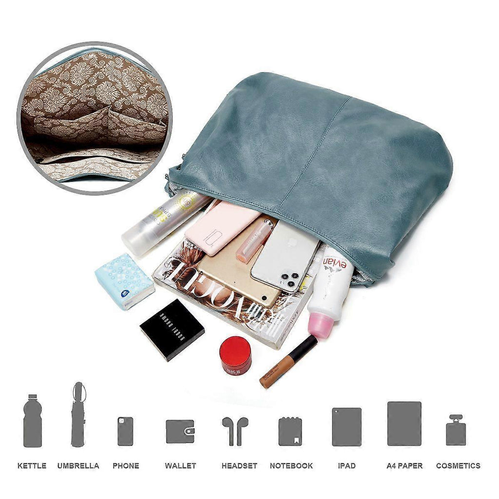 Women's Soft Leather Tote Bags 3pcs Fashion Handbag Wallet Shoulder Purse Set