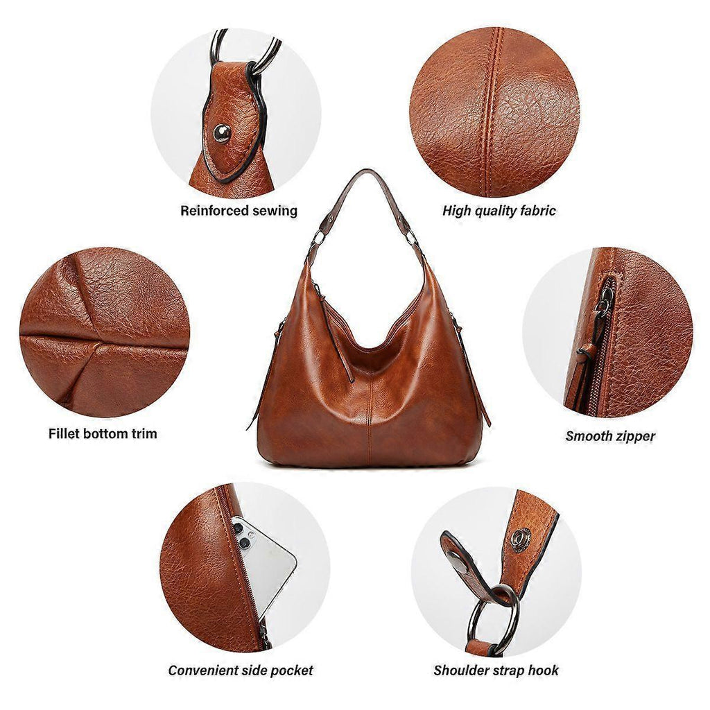 Women's Soft Leather Tote Bags 3pcs Fashion Handbag Wallet Shoulder Purse Set