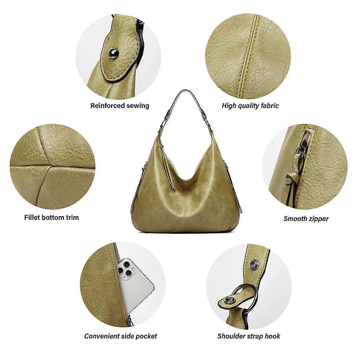 Women's Soft Leather Tote Bags 3pcs Fashion Handbag Wallet Shoulder Purse Set