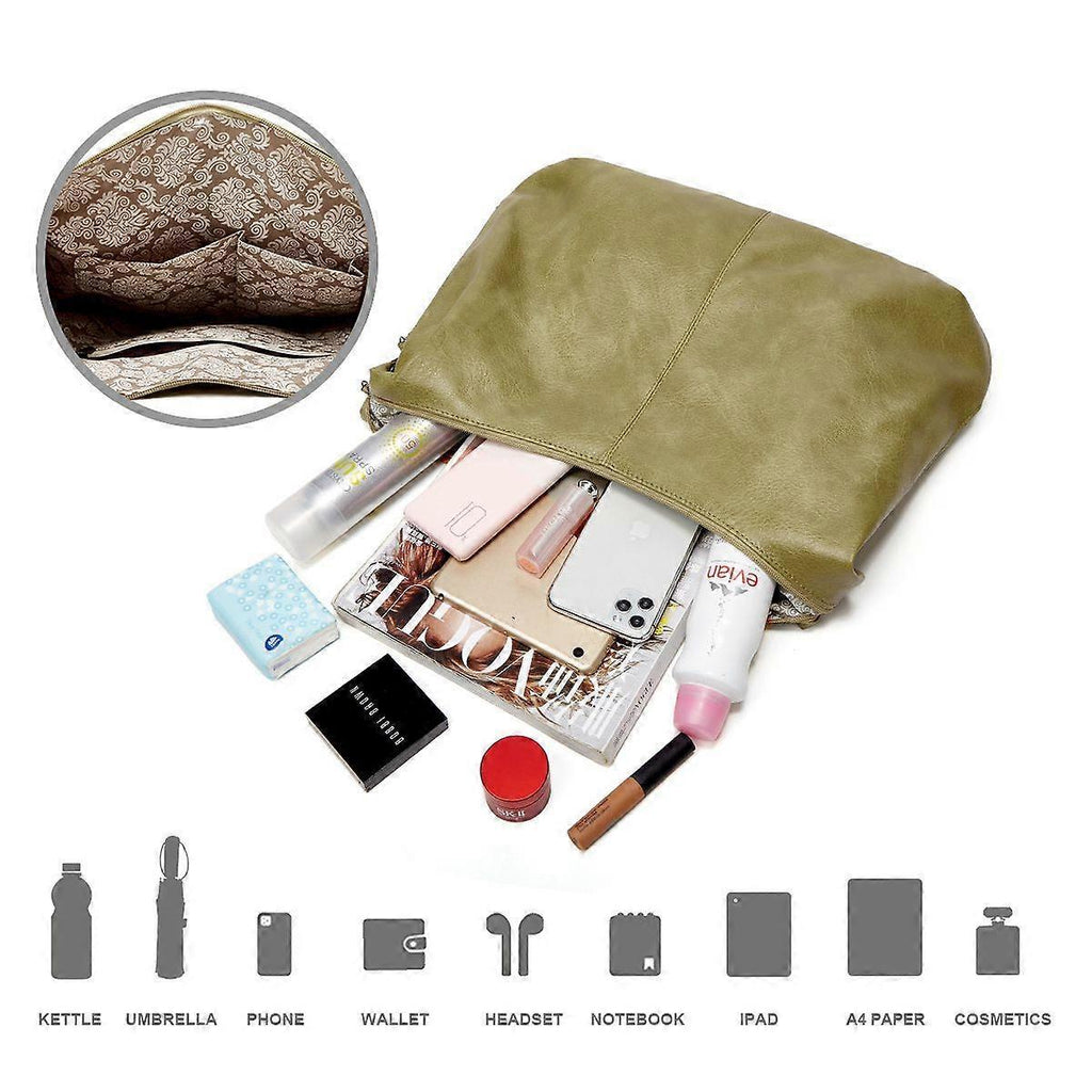 Women's Soft Leather Tote Bags 3pcs Fashion Handbag Wallet Shoulder Purse Set