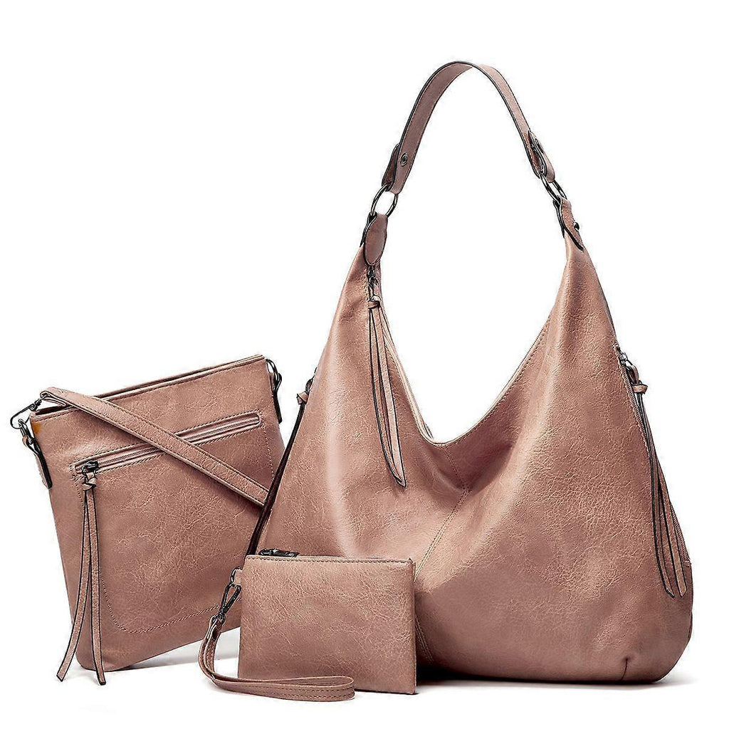 Women's Soft Leather Tote Bags 3pcs Fashion Handbag Wallet Shoulder Purse Set