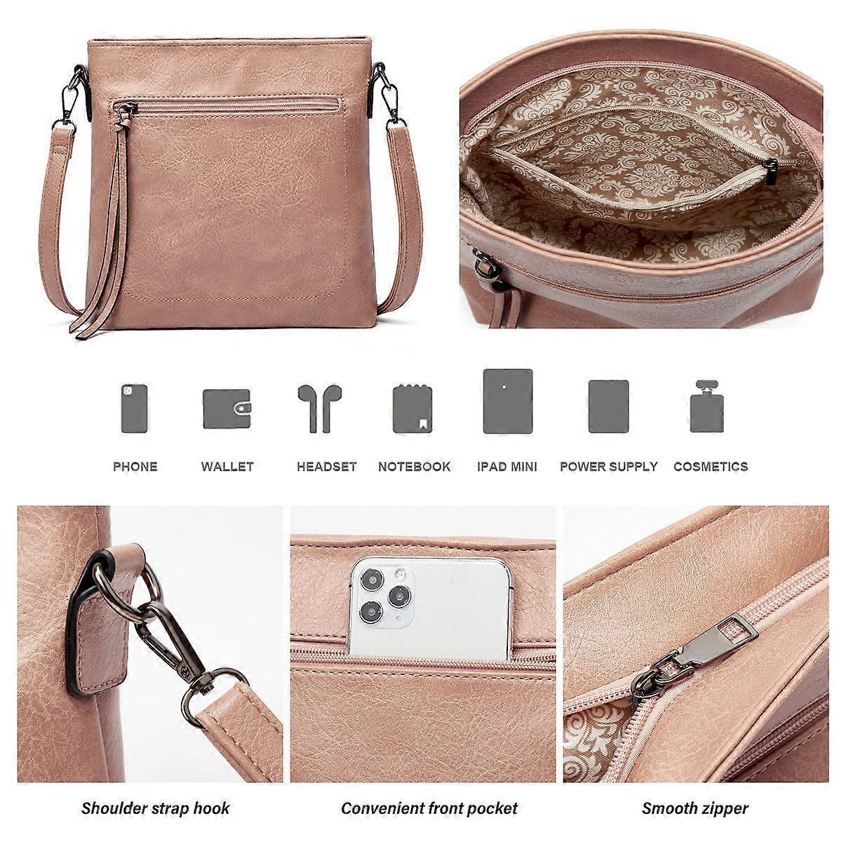 Women's Soft Leather Tote Bags 3pcs Fashion Handbag Wallet Shoulder Purse Set