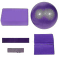 5pcs Yoga Ball Set -  Purple Yoga Ball, Brick, Latex Band, Stretch Band, Belt