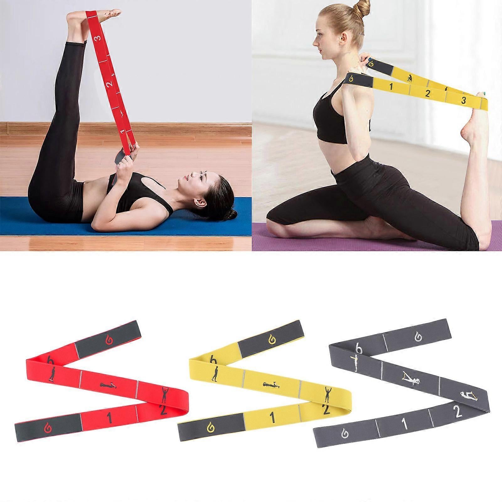 8-Loop Yellow Yoga Elastic Strap for Pilates & Gym Stretching