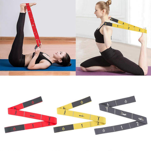 8-Loop Yellow Yoga Elastic Strap for Pilates & Gym Stretching