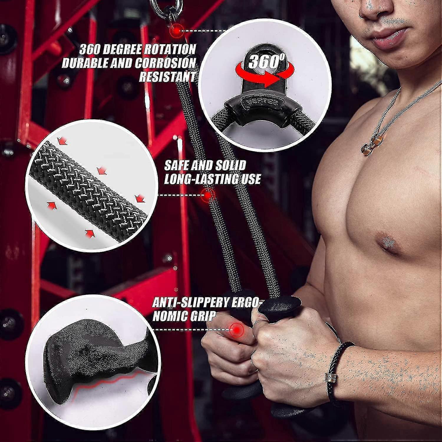 Anti-Slip Ergonomic Triceps Rope, Gym Cable Attachment for Workout