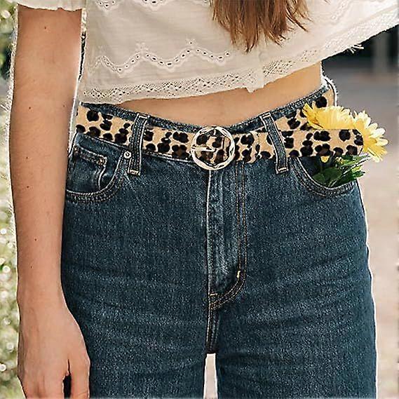 Leopard Print PU Leather Belt, Retro Fashion Waist Decoration