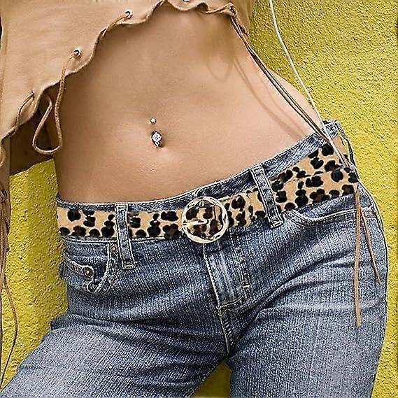 Leopard Print PU Leather Belt, Retro Fashion Waist Decoration