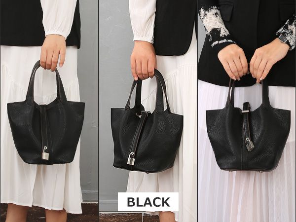 Tote Bag for Women Vegan Leather Bucket Purse for Women Top Handle Handbag Shoulder Bag-Black