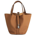 Tote Bag for Women Vegan Leather Bucket Purse for Women Top Handle Handbag Shoulder Bag-Amber Brown