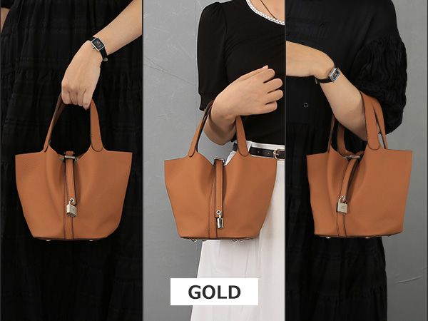 Tote Bag for Women Vegan Leather Bucket Purse for Women Top Handle Handbag Shoulder Bag-Amber Brown