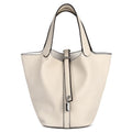 Tote Bag for Women Vegan Leather Bucket Purse for Women Top Handle Handbag Shoulder Bag-Ivory White