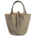 Tote Bag for Women Vegan Leather Bucket Purse for Women Top Handle Handbag Shoulder Bag-Greyish Apricot