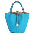 Tote Bag for Women Vegan Leather Bucket Purse for Women Top Handle Handbag Shoulder Bag-Light Ocean Blue