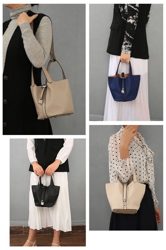 Tote Bag for Women Vegan Leather Bucket Purse for Women Top Handle Handbag Shoulder Bag-Light Ocean Blue