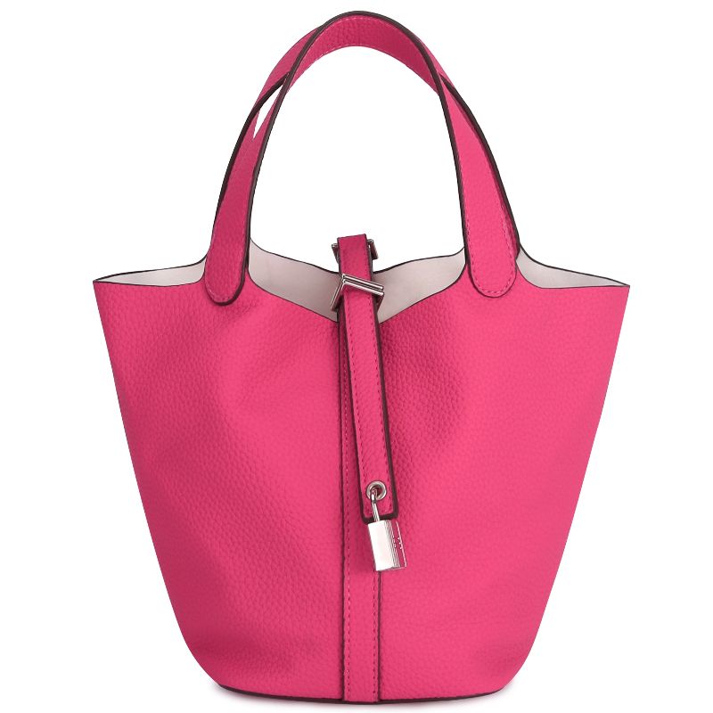 Tote Bag for Women Vegan Leather Bucket Purse for Women Top Handle Handbag Shoulder Bag-Rose Red
