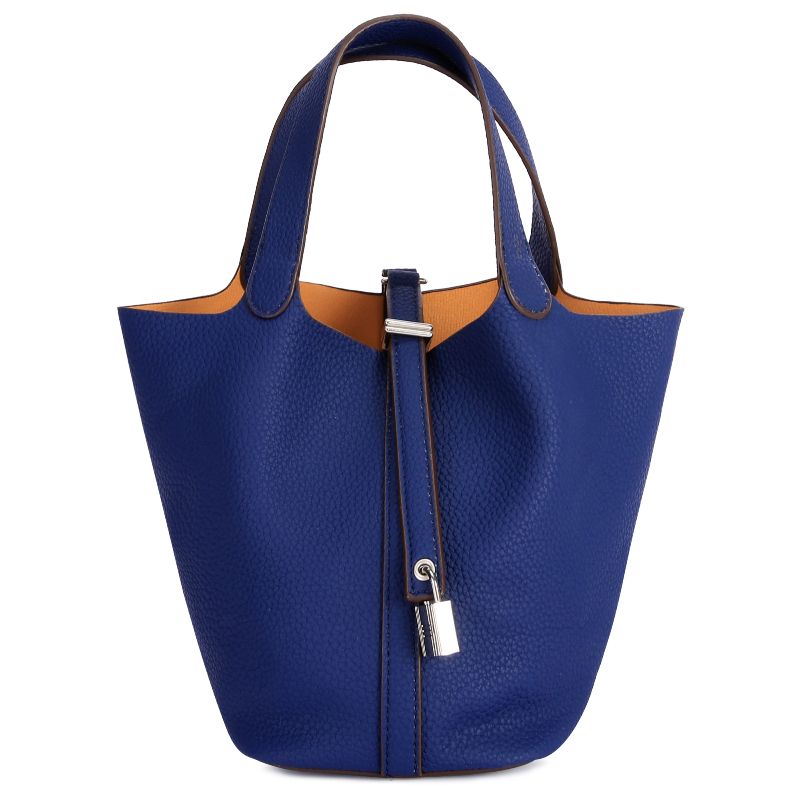 Tote Bag for Women Vegan Leather Bucket Purse for Women Top Handle Handbag Shoulder Bag-Blue