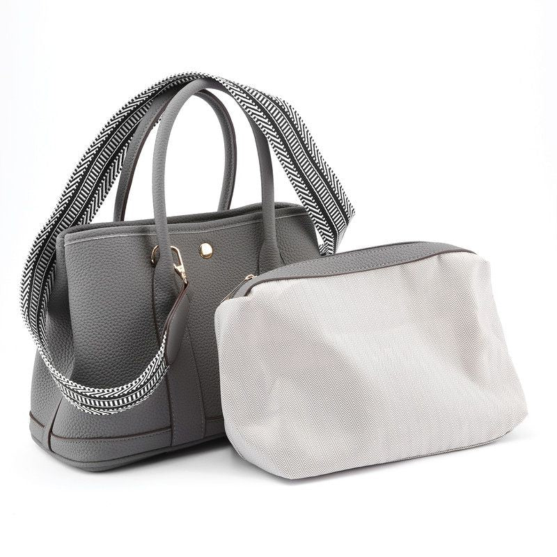 Women's shoulder bag, women's wallet, vintage handbag-Lead Grey, Large