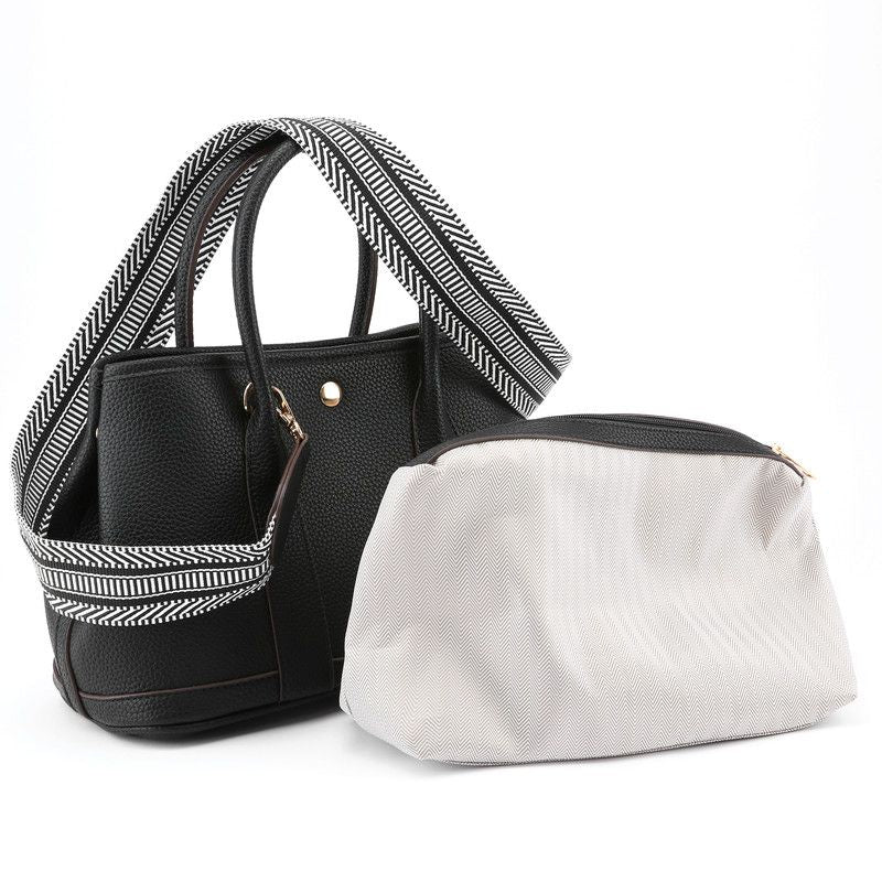 Women's shoulder bag, women's wallet, vintage handbag-Black, Large