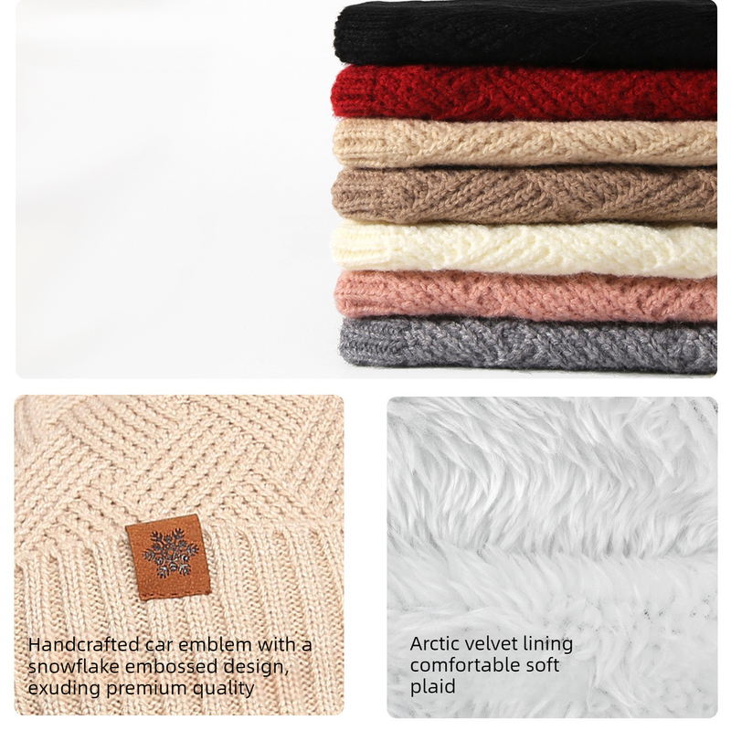 Women's Fashionable Winter 3-Piece Set: Knit Hat, Scarf, and Gloves.  A must-have for outdoor skiing and cycling - Pink
