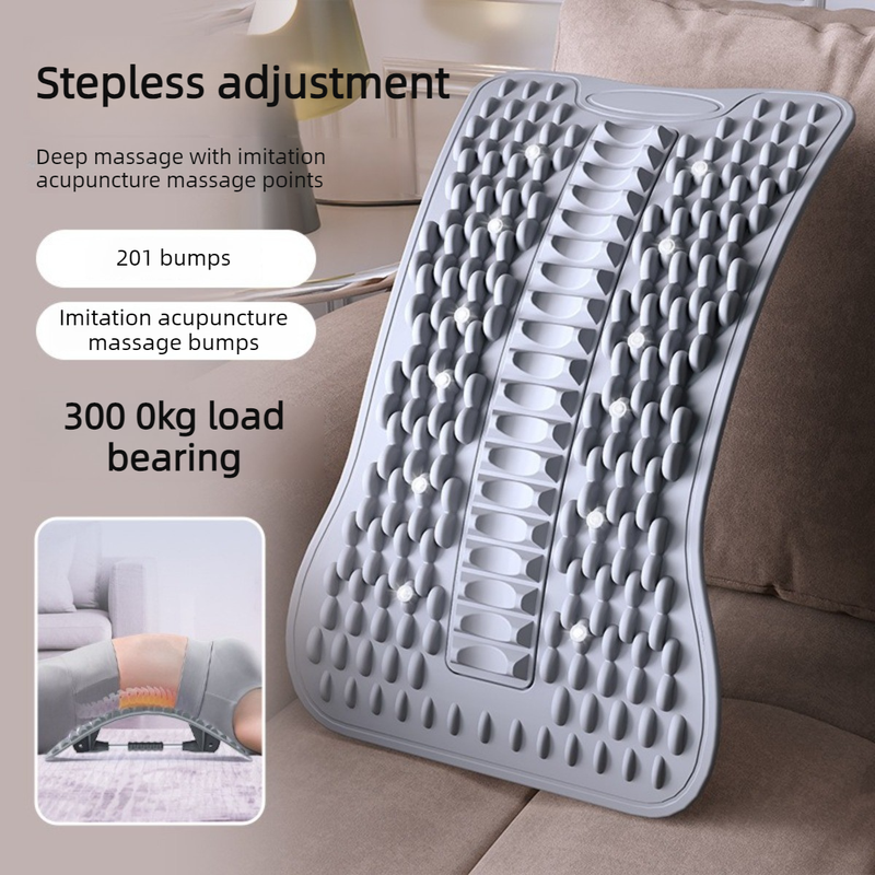 Adjustable Lumbar Relief Stretcher, Magnetic Back Traction Device, Home Massage Equipment—Purple