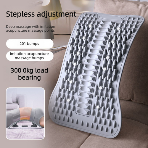 Adjustable Lumbar Relief Stretcher, Magnetic Back Traction Device, Home Massage Equipment—Purple