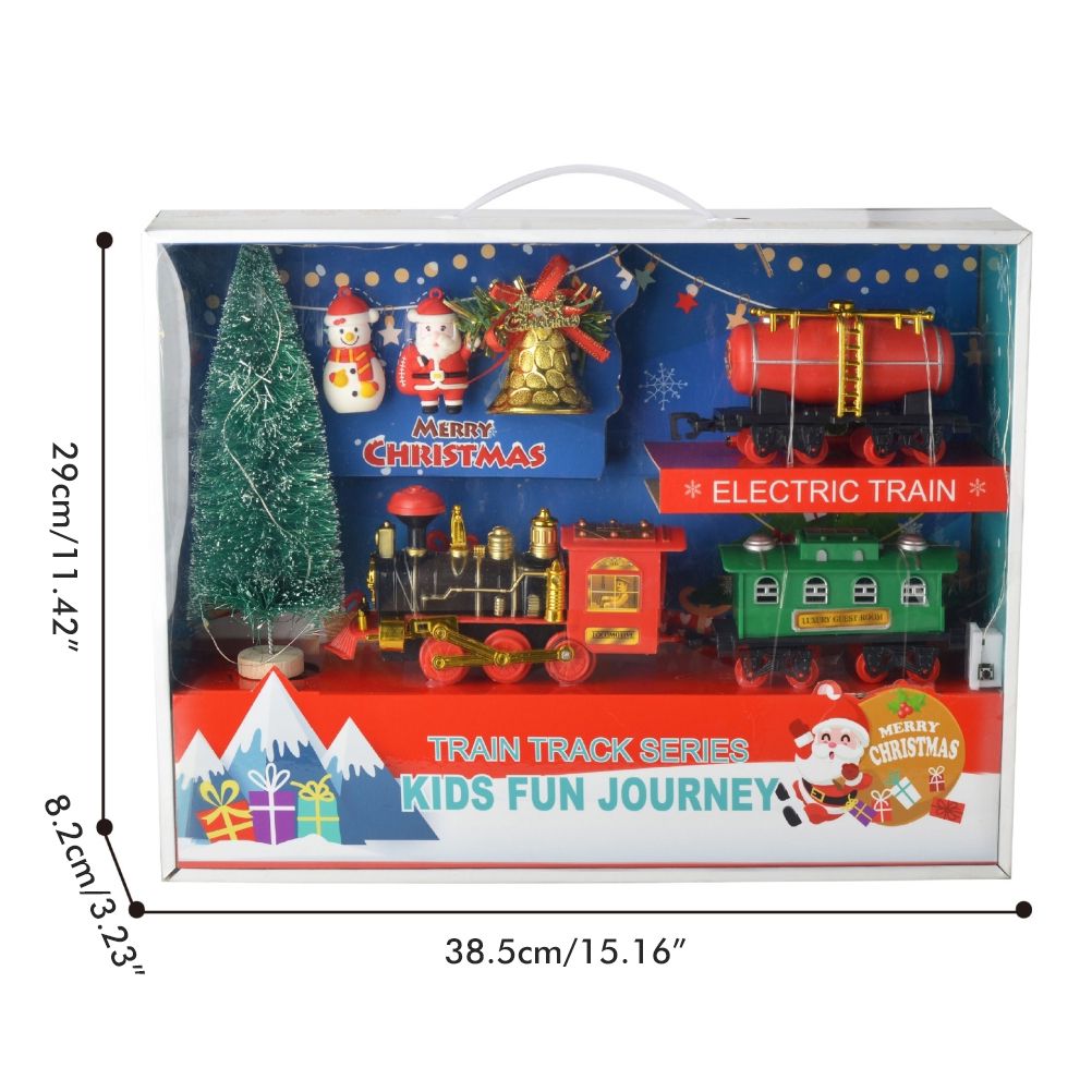 Christmas Train Set Electric Train with Lights and Music Railway Tracks Set Battery Operated Tracks Playset Christmas Gift for Kids