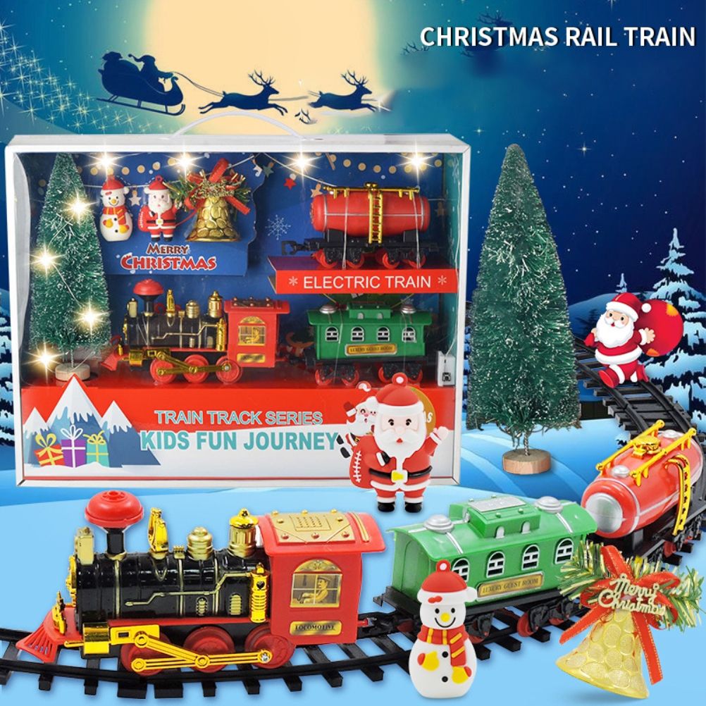 Christmas Train Set Electric Train with Lights and Music Railway Tracks Set Battery Operated Tracks Playset Christmas Gift for Kids