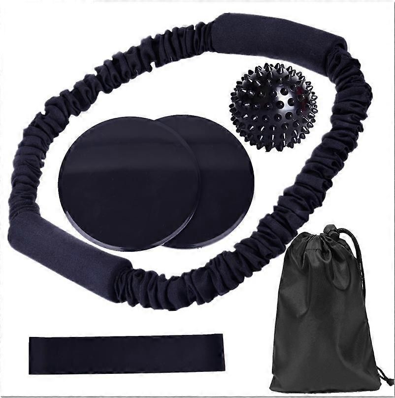 Yoga Fitness O-ring Tensioner Six-piece Stretch Strap For Yoga Exercise Pilates Black