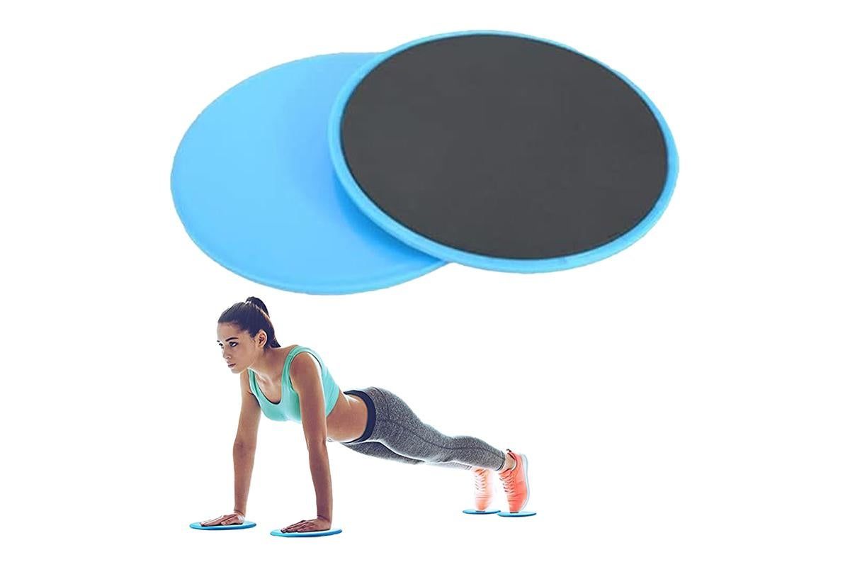 2PCS Gym Training Fitness Exercise Glider Slide Discs Core Slider Workout -Blue