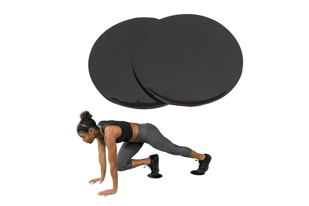 2PCS Gym Training Fitness Exercise Glider Slide Discs Core Slider Workout -Black