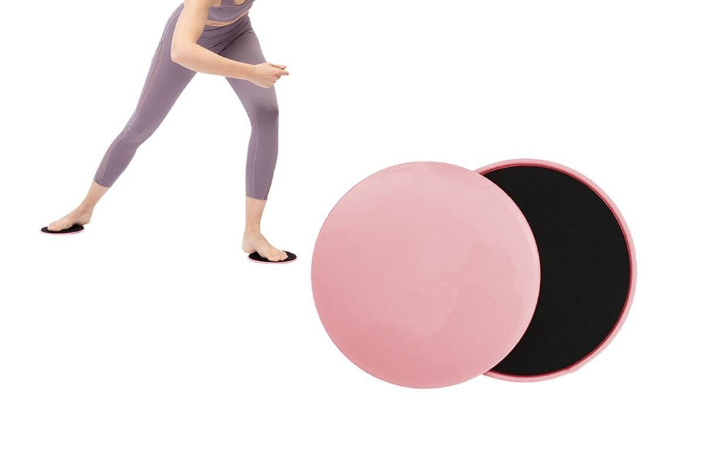 2PCS Gym Training Fitness Exercise Glider Slide Discs Core Slider Workout -Pink