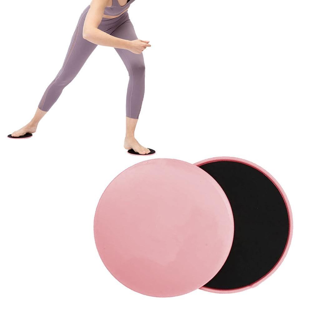 2PCS Gym Training Fitness Exercise Glider Slide Discs Core Slider Workout -Pink