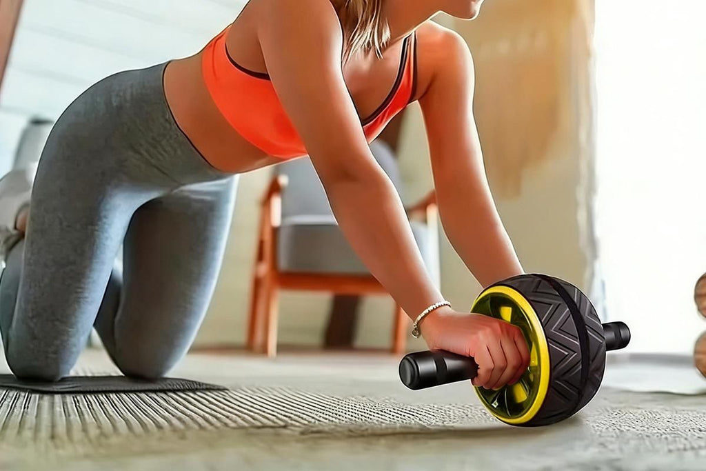 Wide Ab Roller Wheel for Home Gym Core Training - Yellow