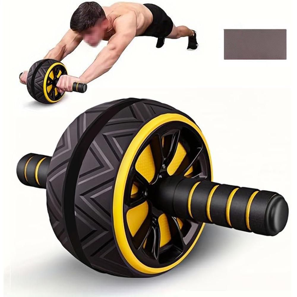 Wide Ab Roller Wheel for Home Gym Core Training - Yellow